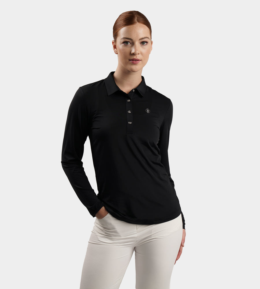 LADIES ELITE LONG SLEEVE POLO - NERO