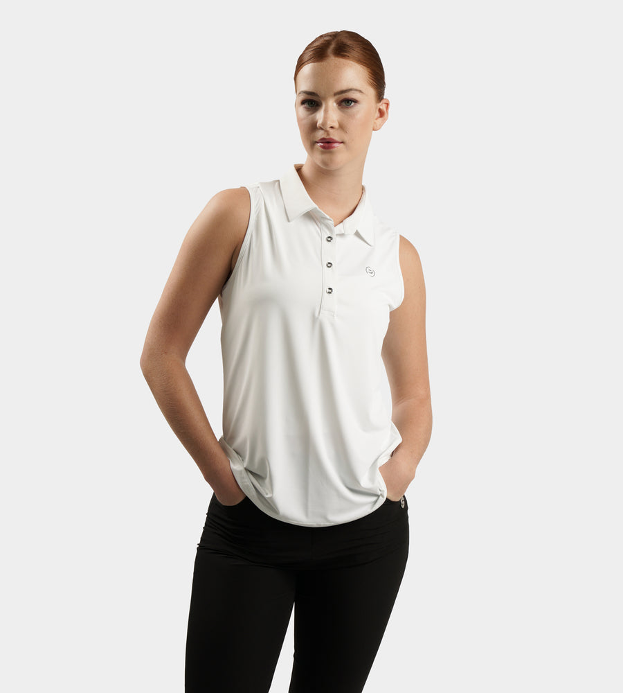 LADIES ELITE SLEEVELESS POLO - BIANCO