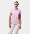 LADIES ABSTRACT EMOTIVE POLO - CORAL