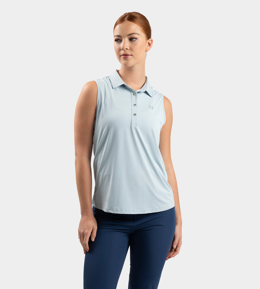 LADIES ELITE SLEEVELESS POLO - BLU