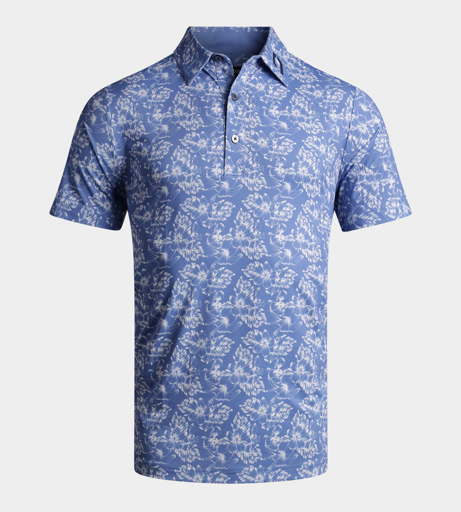 FLORAL TECH POLO - BLAUW