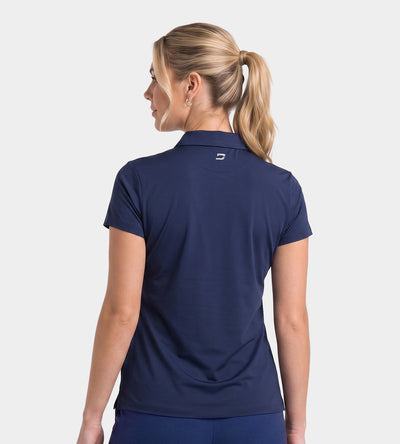 LADIES BLOCK PIQUE POLO - MARINE