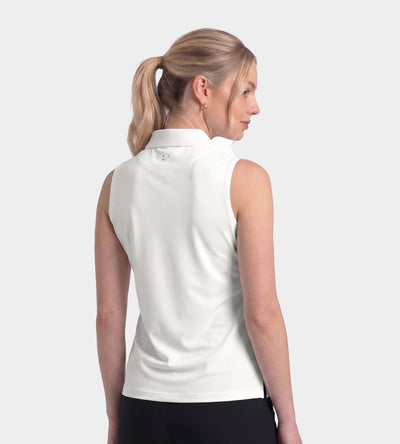 LADIES ELITE SLEEVELESS POLO - BLANC