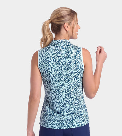 LADIES HEART SLEEVELESS POLO - BLEU