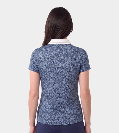 LADIES LEOPARD POLO - BLEU