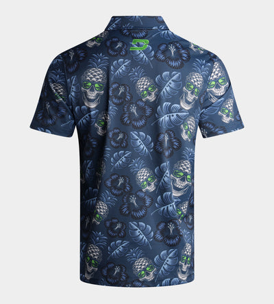 PINEAPPLE SKULL POLO - BLEU MARINE / CITRON VERT