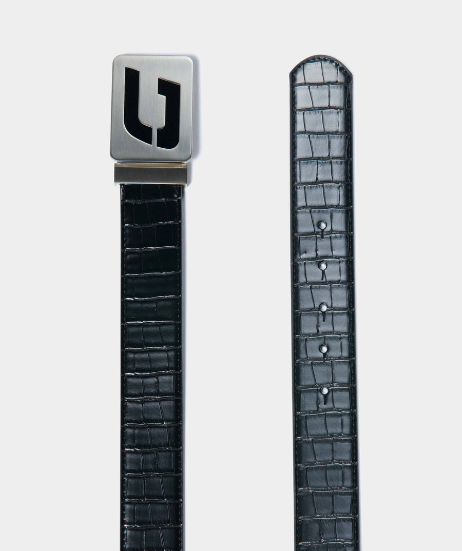 MEN'S CROC GOLF LEATHER BELT - NERO (ONE SIZE FITS ALL)