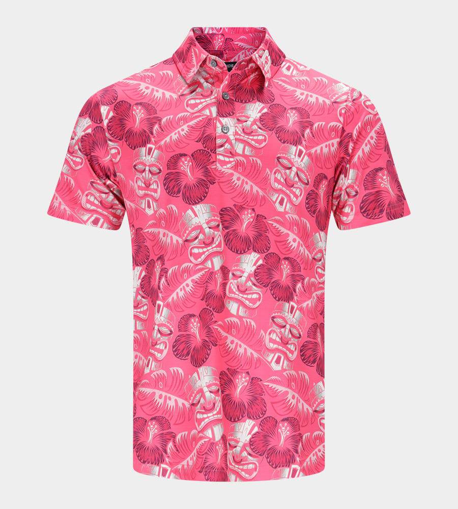 Tiki Polo in Pink Golf Lightweight Polo Shirts Druids