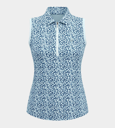 LADIES HEART SLEEVELESS POLO - BLEU