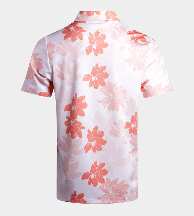 ABSTRACT FLOWER POLO - CORAIL