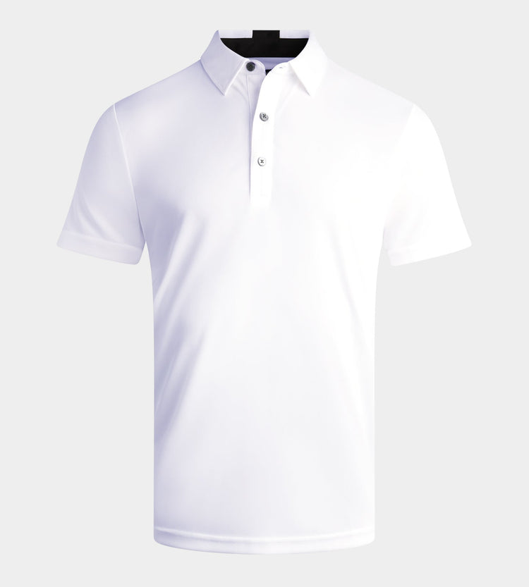 Academy Polo in White | Textured Golf Polo Shirt | Druids
