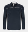 BLOCK PIQUE LONG SLEEVE POLO -NAVY/WHITE