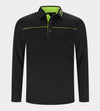 BLOCK PIQUE LONG SLEEVE POLO -BLACK/LIME
