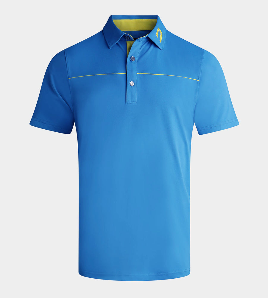 BLOCK PIQUE POLO - BLEU/CITRON VERT
