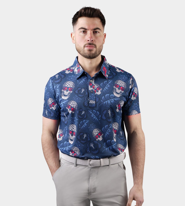 PINEAPPLE SKULLS 2.0 POLO - MARINEBLAUW / KORAAL