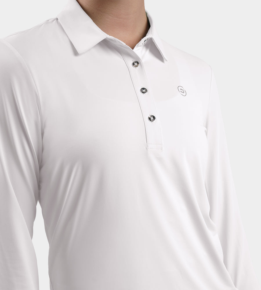 LADIES ELITE LONG SLEEVE POLO - WIT