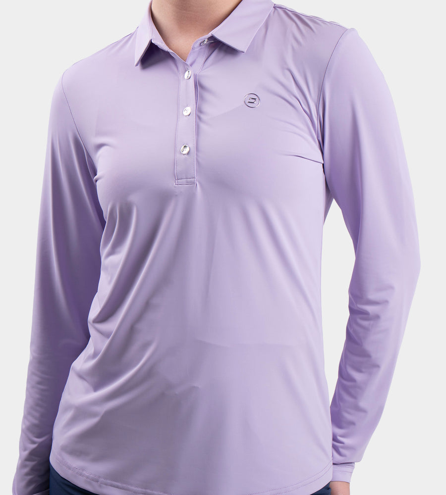 LADIES ELITE LONG SLEEVE POLO - LAVENDAR
