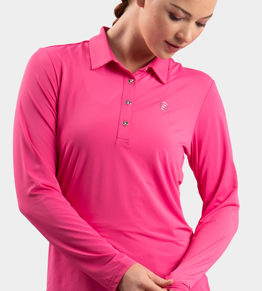 LADIES ELITE LONG SLEEVE POLO - ROZE