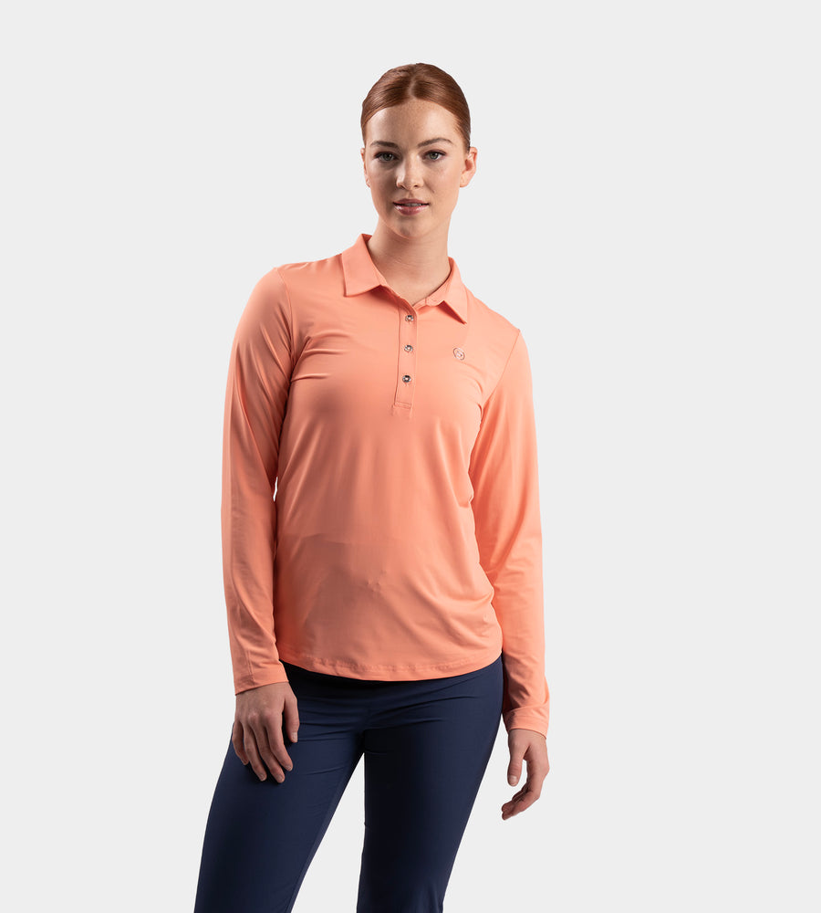 LADIES ELITE LONG SLEEVE POLO - KORAAL