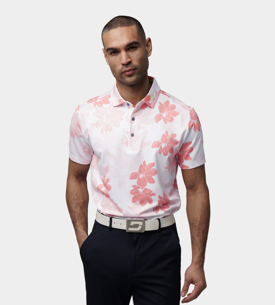ABSTRACT FLOWER POLO - CORAL