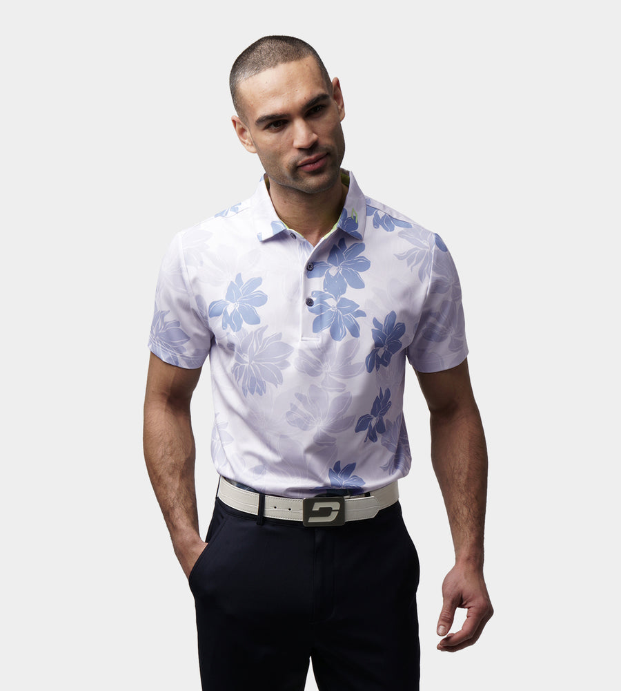 ABSTRACT FLOWER POLO - BLUE