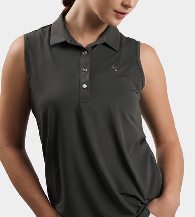 LADIES ELITE SLEEVELESS POLO - CHARBON