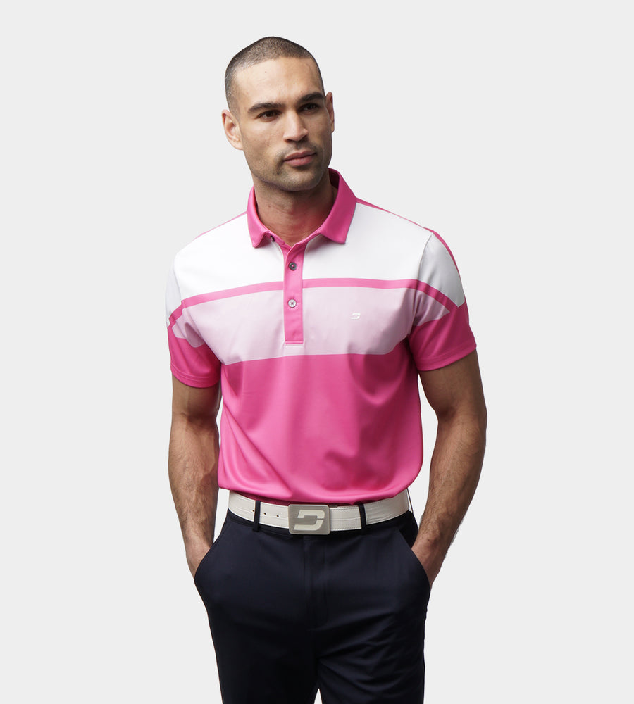 STRIPE PERFORMANCE POLO - PINK