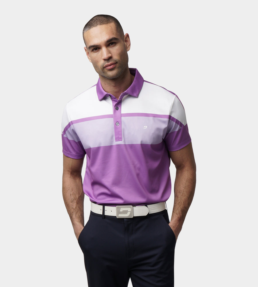 STRIPE PERFORMANCE POLO - PURPLE