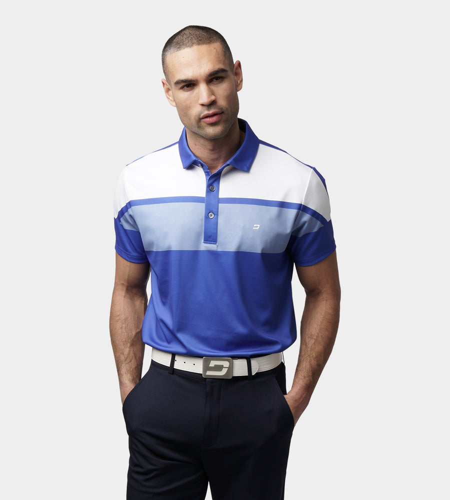 STRIPE PERFORMANCE POLO - BLUE