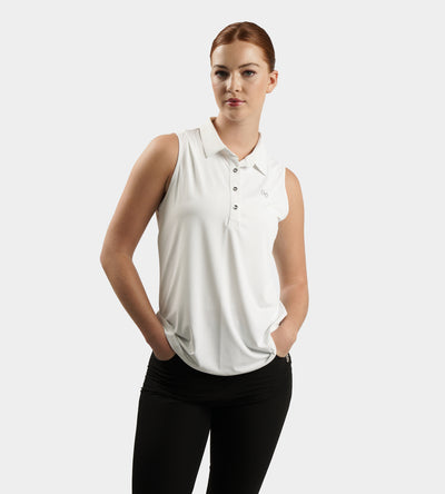 LADIES ELITE SLEEVELESS POLO - BLANC