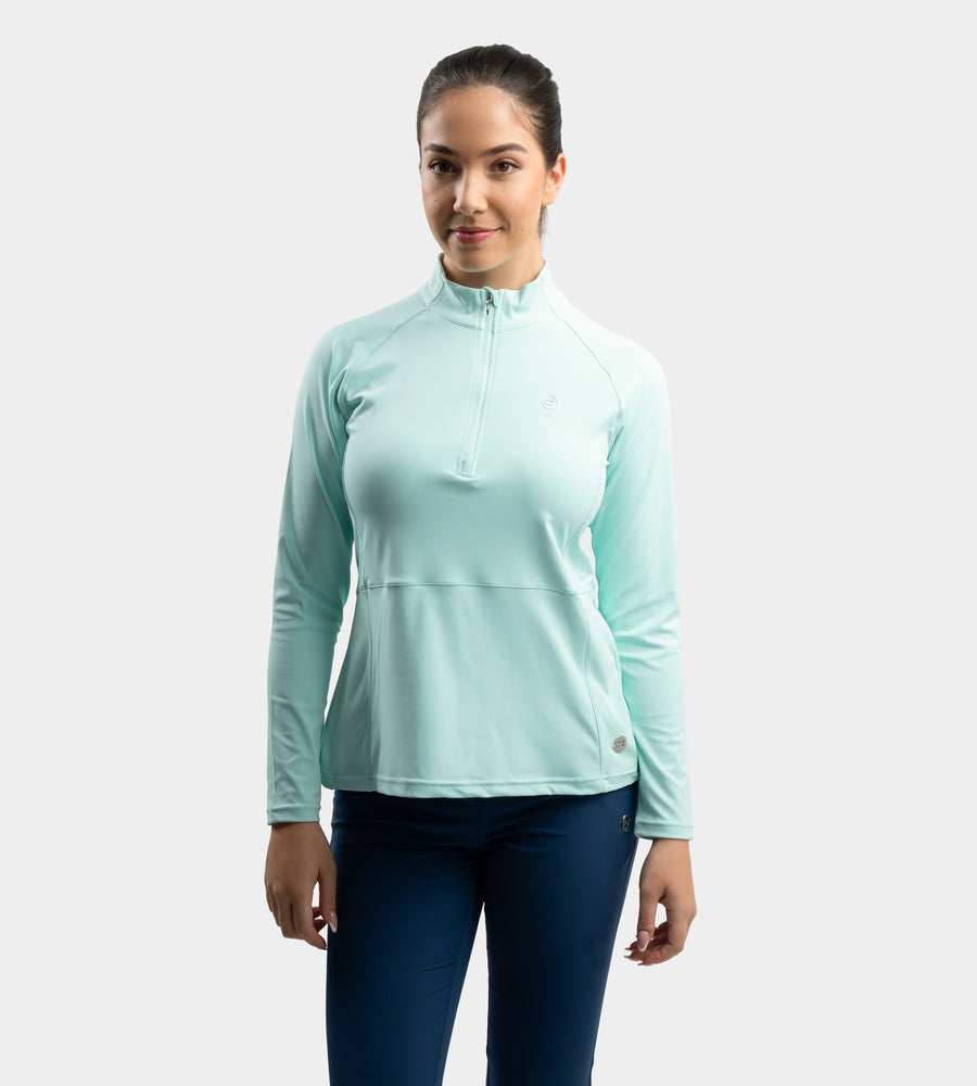 LADIES SPLIT HEM MIDLAYER - MINZGRÜN