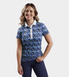 LADIES FLORAL POLO - MARINE
