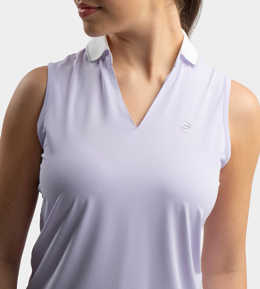 LADIES CLASSIC V NECK POLO - LAVENDAR