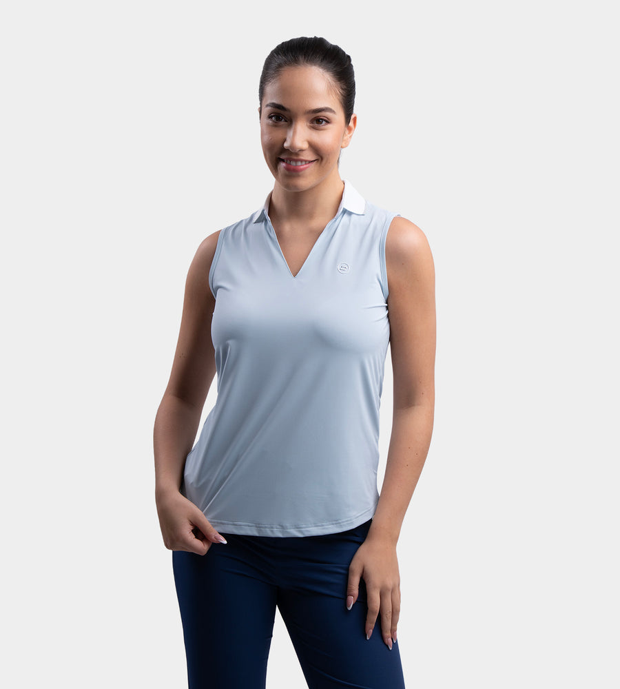 LADIES CLASSIC V NECK POLO - BLAUW