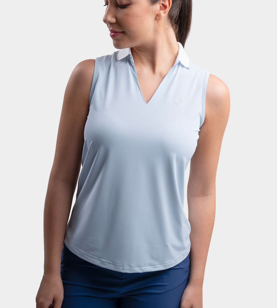 LADIES CLASSIC V NECK POLO - BLAUW