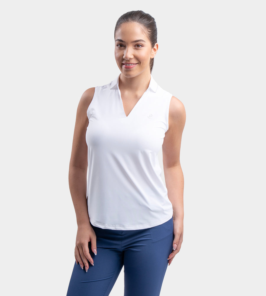 LADIES CLASSIC V NECK POLO - WIT