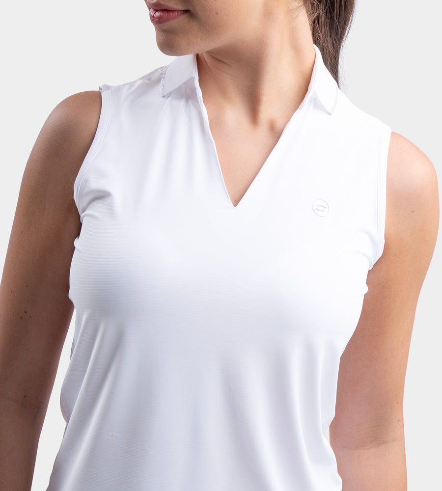 LADIES CLASSIC V NECK POLO - WIT
