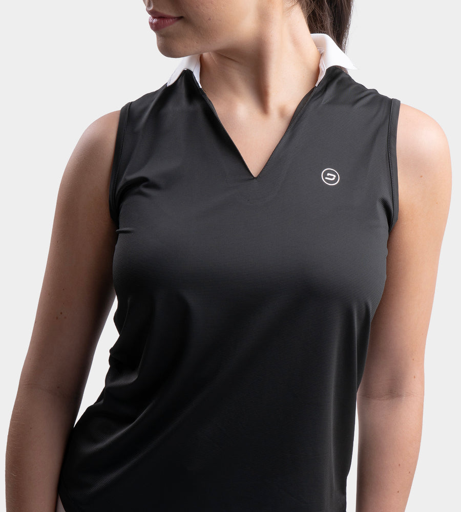 LADIES CLASSIC V NECK POLO - ZWART