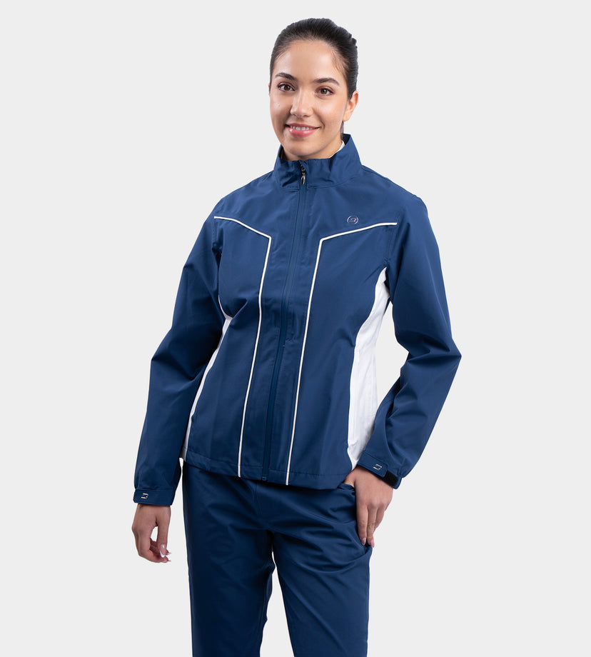 LADIES ESCAPADE RAIN JACKET - NAVY/WHITE
