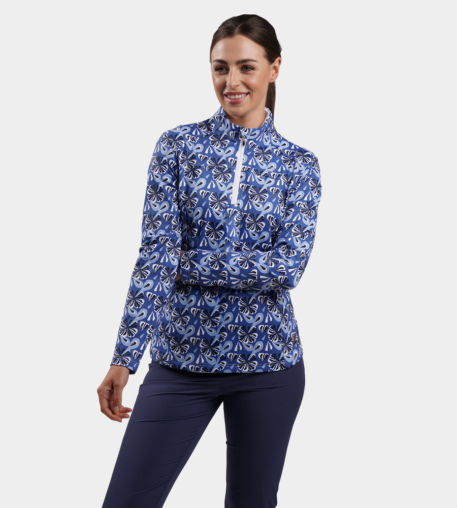 LADIES BIRDIE MIDLAYER - FLORAL MARINEBLAU