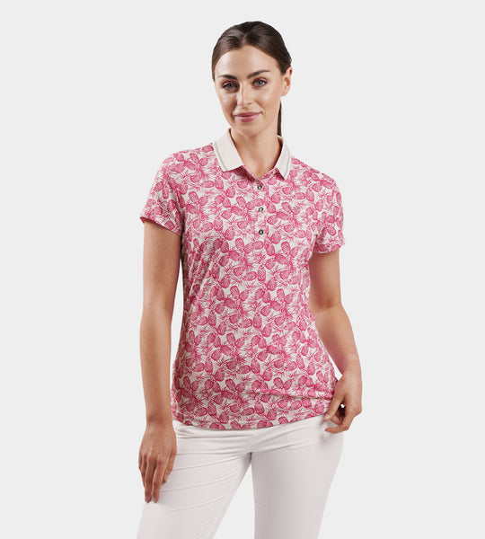 Ladies Pineapple Polo In Pink | Stylish Women Golf Polo Shirt | Druids