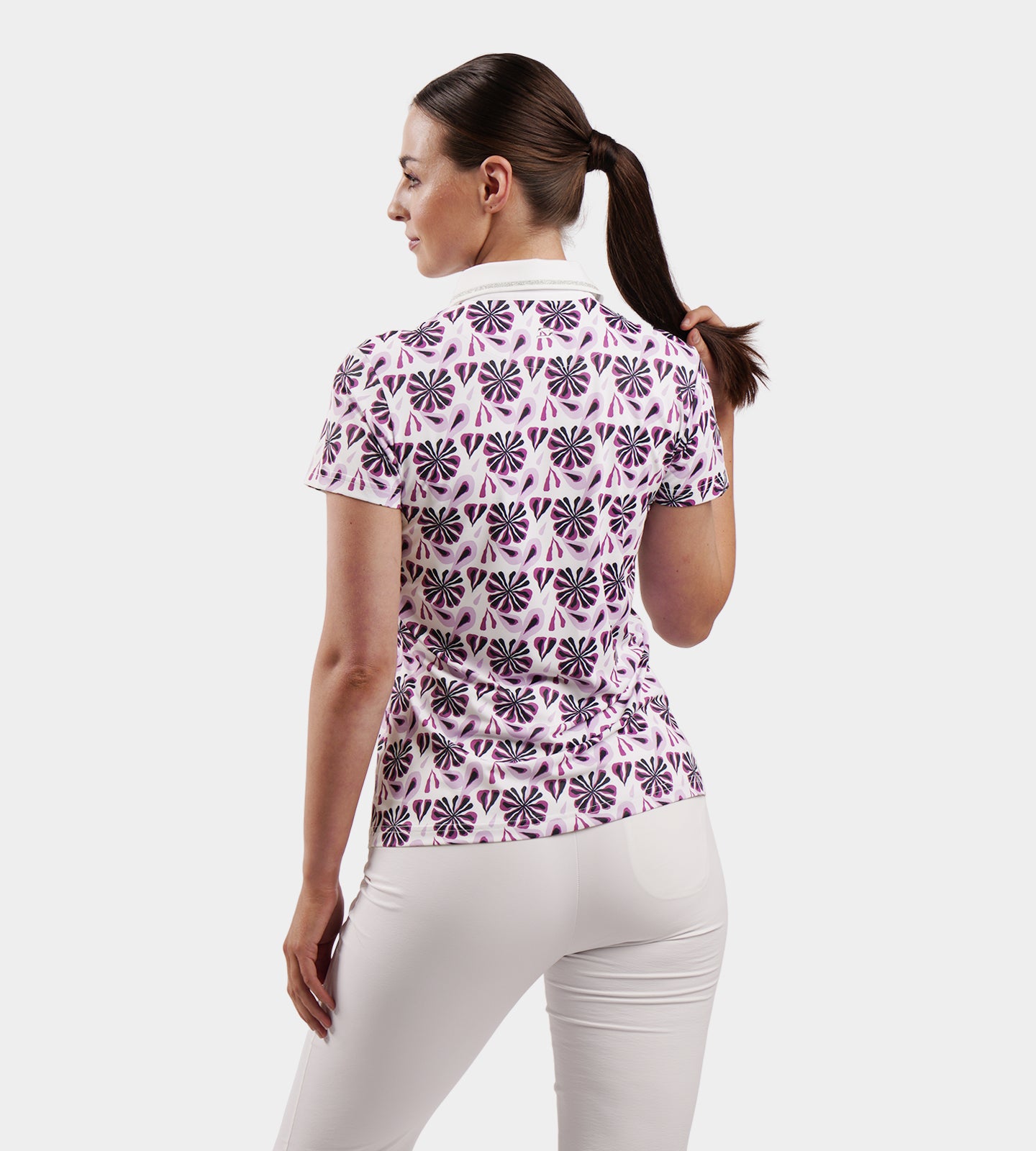 LADIES FLORAL POLO - LILA