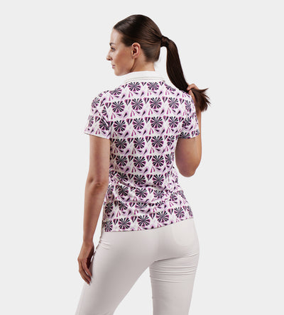 LADIES FLORAL POLO - POURPRE