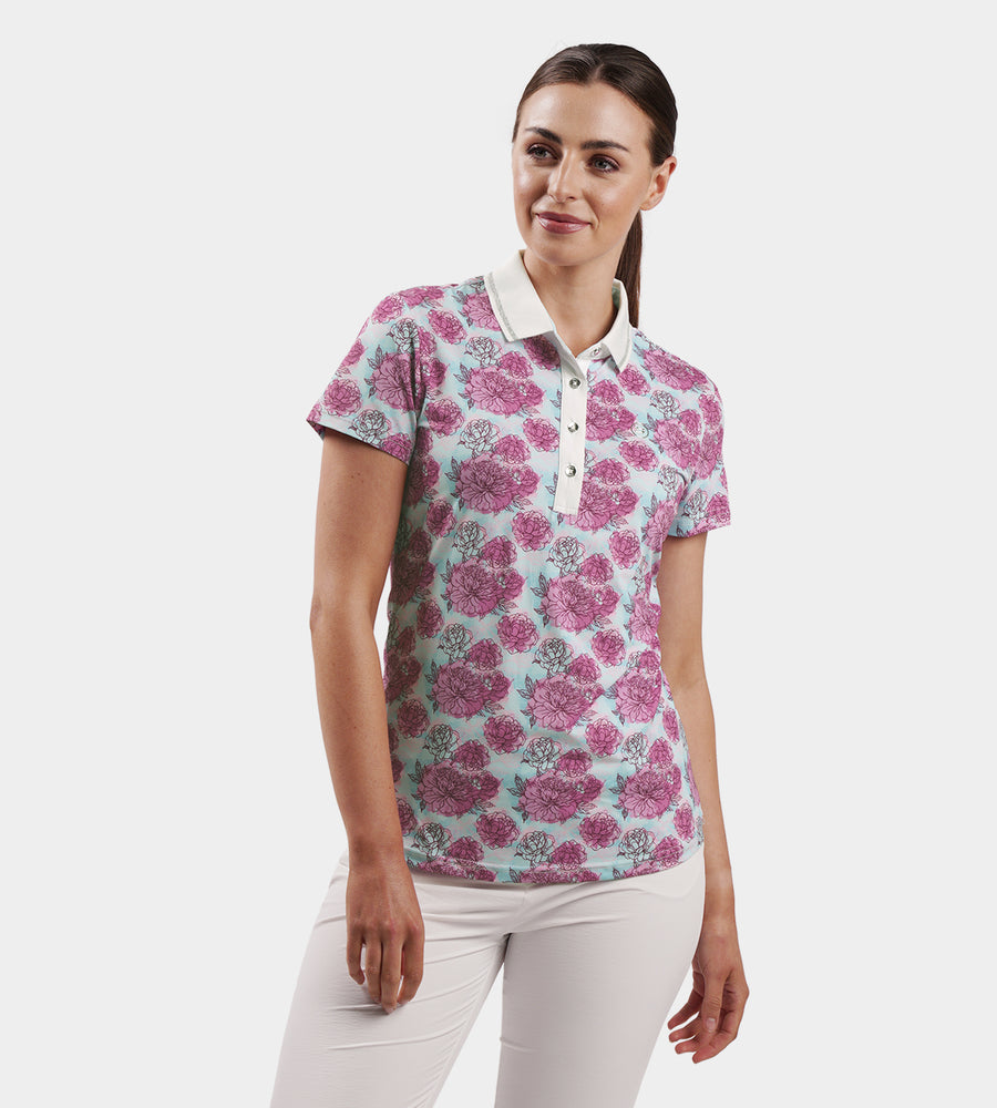 LADIES ROSES POLO - ZEEGROEN