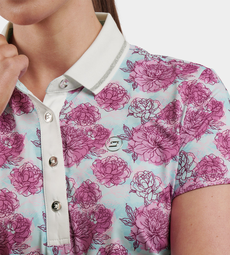 LADIES ROSES POLO - ZEEGROEN