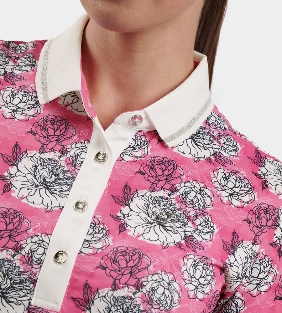 LADIES ROSES POLO - ROZE