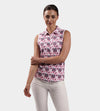 LADIES FLORAL SLEEVELESS POLO - BLUSH