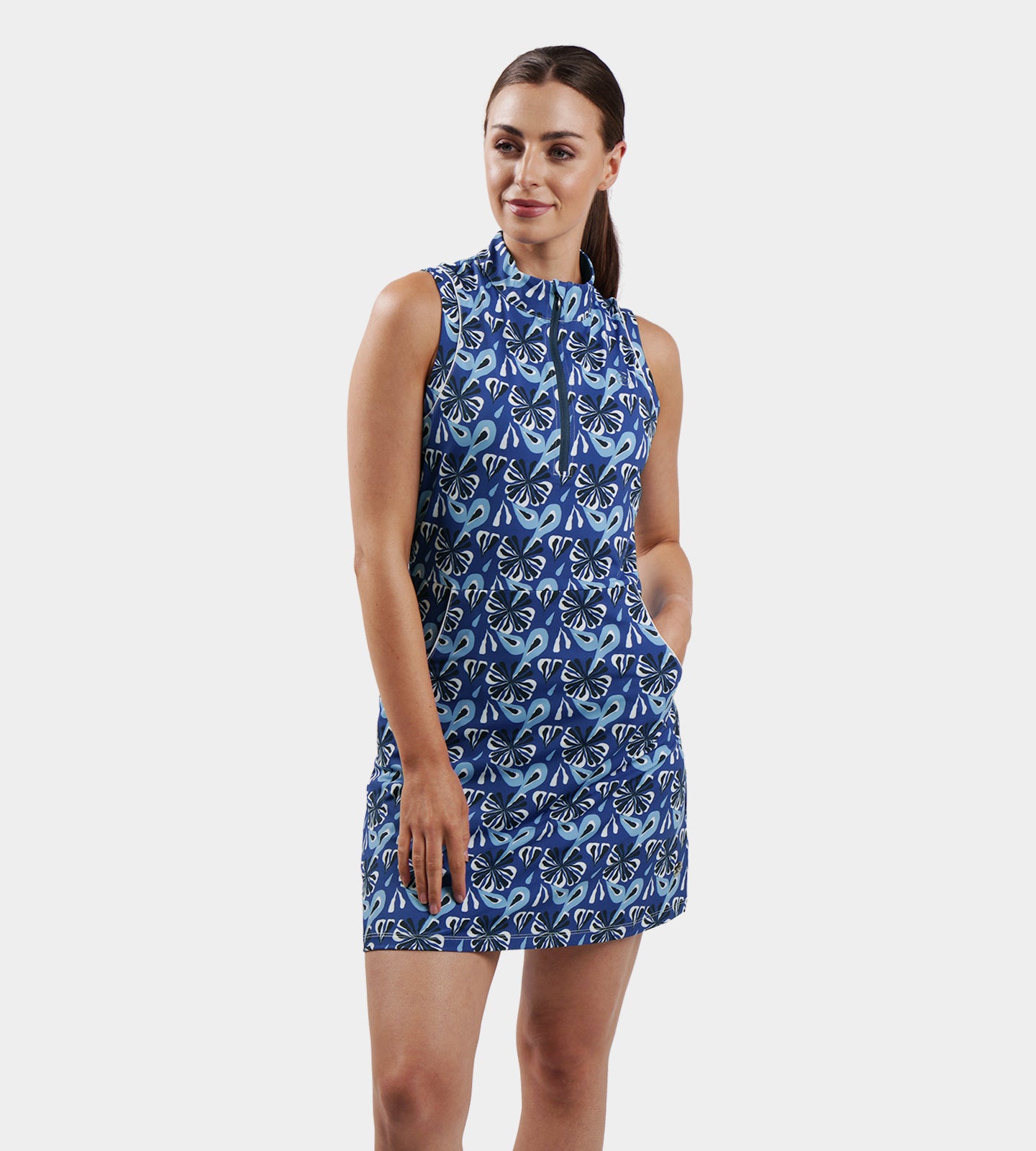 LADIES LUXE DRESS - FLORAL BLAU