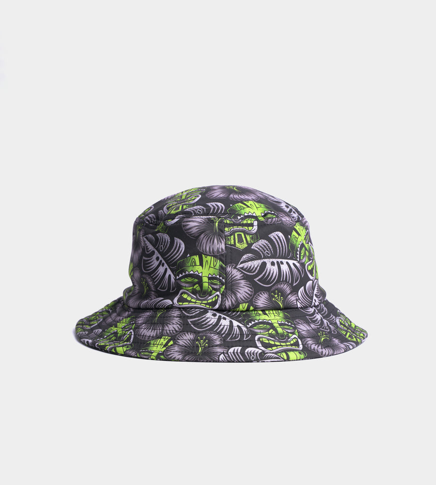 TIKI BUCKET HAT - NERO / LIME