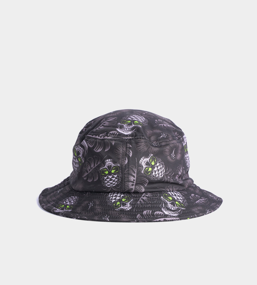 PINEAPPLE SKULLZ BUCKET HAT - BLACK / LIME